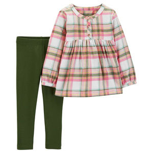 Carters Baby Girl Flannel Top & Leggings Set